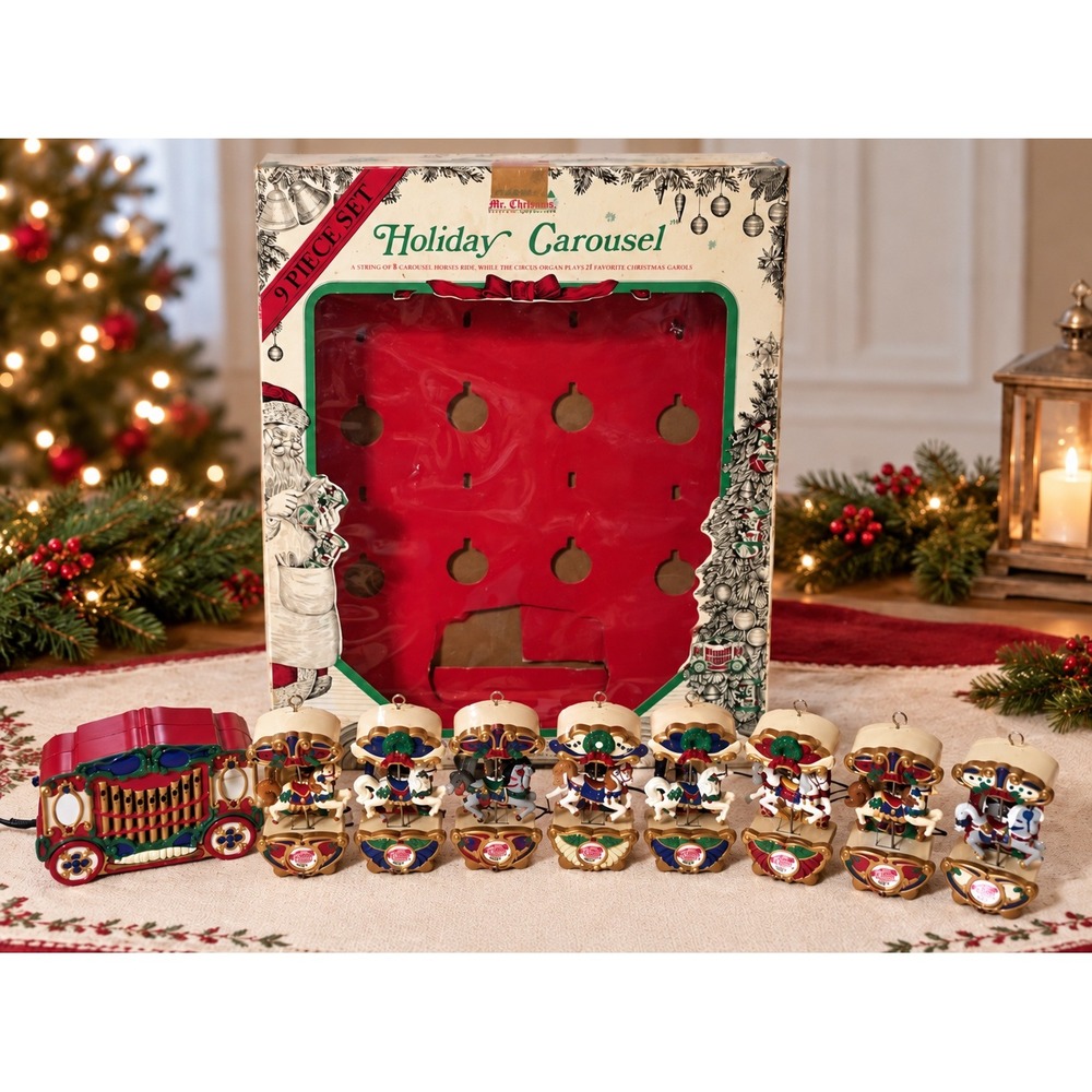 Mr. Christmas Holiday Carousel 21 Carols Music Lights Original Box 1992